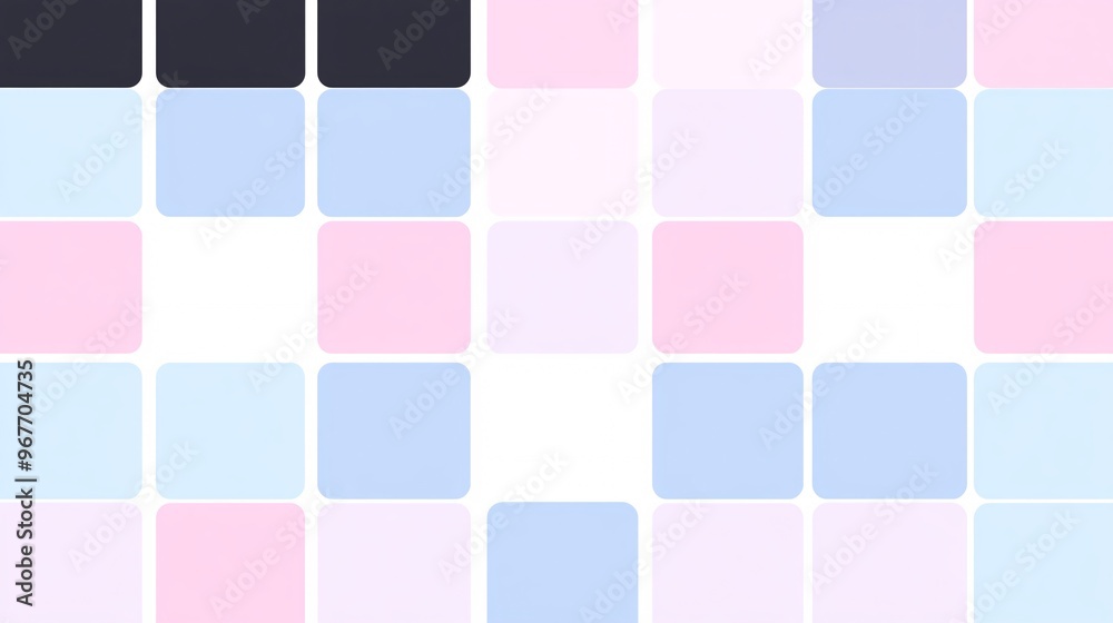 Aufkleber Minimalist monochrome geometric pattern with simple squares rectangles and circles in black and white focusing on sharp contrasts and clean lines Large space for text in center Stock Photo with copy