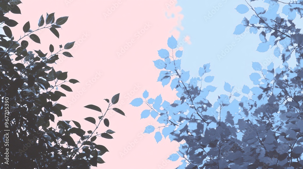 Aufkleber Geometric meets organic with flowing lines blending into sharp edges creating a design that balances nature with structure Large space for text in center Stock Photo with copy space