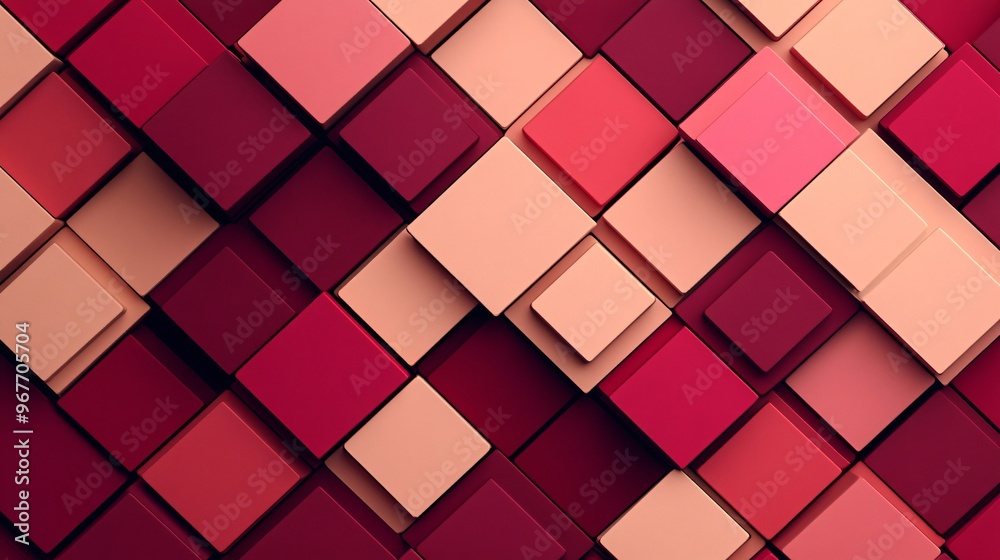 Aufkleber Dynamic 3D geometric design with abstract cubes and pyramids Layered and casting shadows to create a sense of depth and futuristic appeal Large space for text in center Stock Photo with copy space