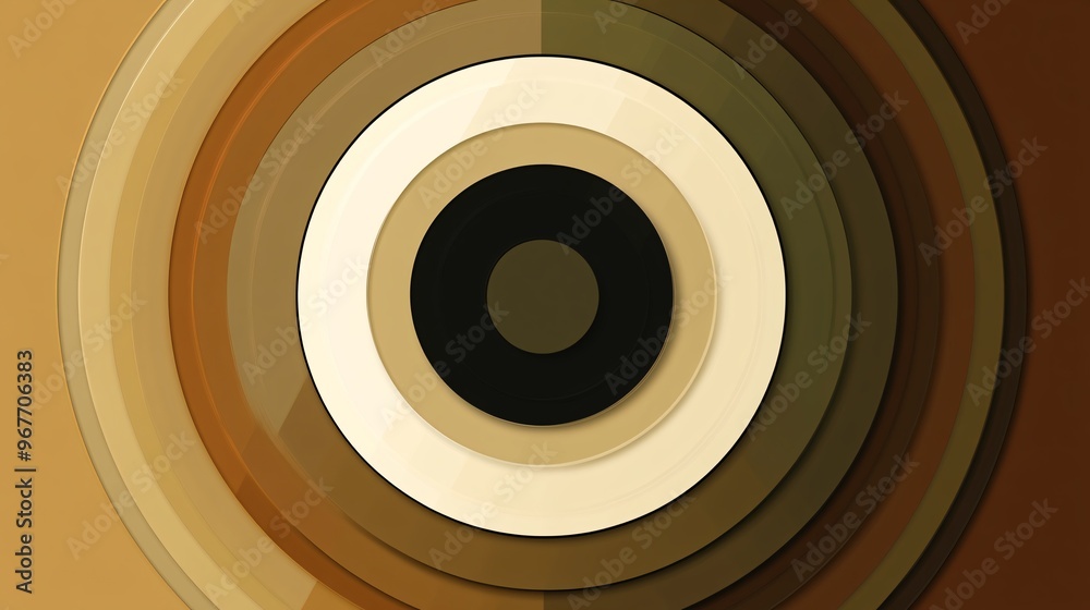 Poster Symmetry in motion with geometric circles and triangles flowing seamlessly Gradient colors give the illusion of continuous movement Large space for text in center Stock Photo with copy space