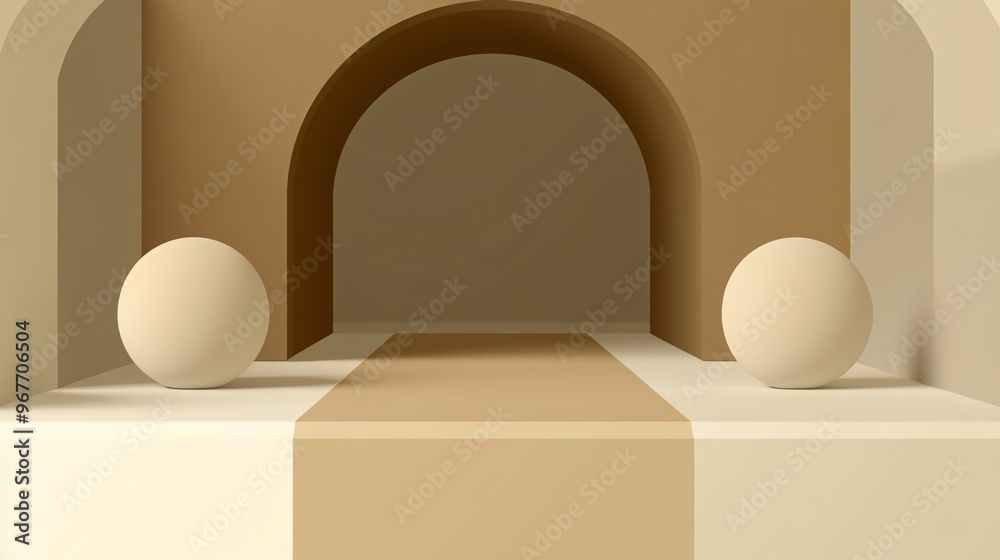 Aufkleber 3D geometric forms such as cubes and spheres layered in dynamic arrangements Deep shadows create depth and futuristic appeal Large space for text in center Stock Photo with copy space