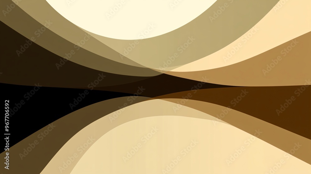 Poster Organic curves blend with sharp geometric lines to create a modern abstract design that balances nature and structure Large space for text in center Stock Photo with copy space