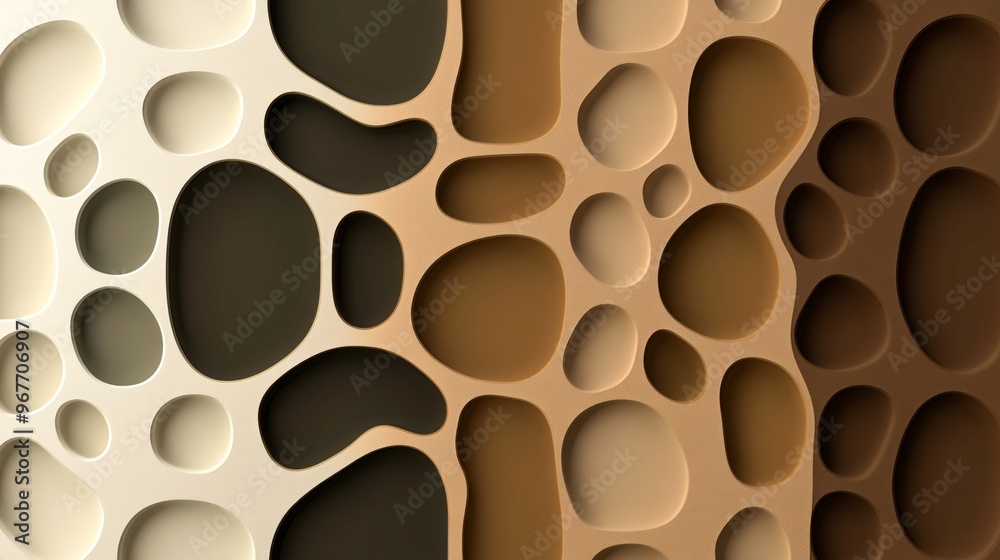 Aufkleber Flowing organic shapes intertwine with rigid geometric structures to form a design that reflects both nature and modern precision Large space for text in center Stock Photo with copy space