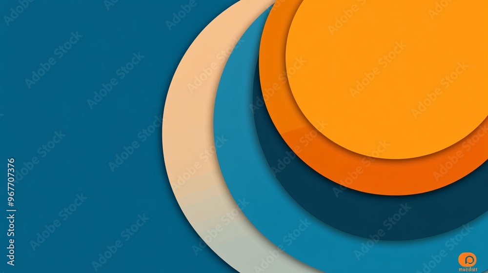 Poster Retro-inspired geometric pattern featuring bold circles and lines in vibrant retro colors creating a nostalgic yet fresh design Large space for text in center Stock Photo with copy space