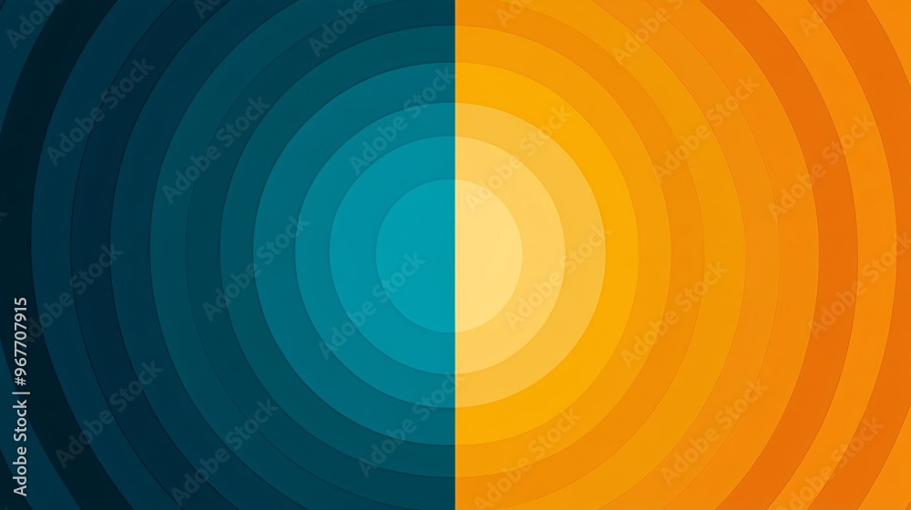 Poster Symmetry in Motion abstract geometric pattern with flowing circles lines and triangles creating a sense of movement and balance Gradient colors accentuate the motion Large space for text in center