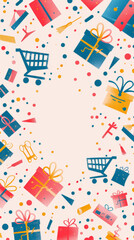 Festive Singles' Day Illustration with Gifts and Shopping Cart