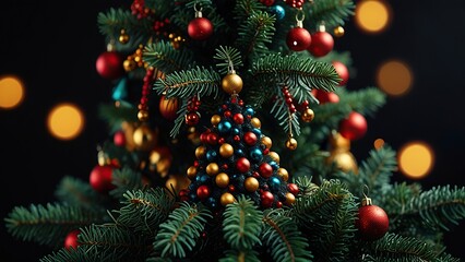 New Free Close-up on a beautifully decorated Christmas tree best Background 
