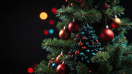 Obraz premium New Free Close-up on a beautifully decorated Christmas tree best Background 