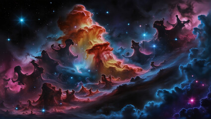Obraz premium Stary night cosmos. Colorful space galaxy cloud nebula. Universe science astronomy. Supernova background wallpaper
