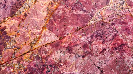 Naklejka premium A close-up of a stunning pink and orange marble surface, revealing the intricate, natural patterns and vibrant colors.