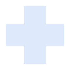 A light blue cross with straight edges on a white background. Ideal for healthcare, medical facilities, health services, first aid, and wellness promotion. Simple, clean style.
