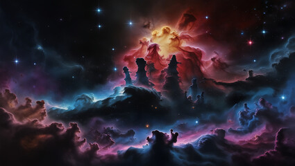 Obraz premium Stary night cosmos. Colorful space galaxy cloud nebula. Universe science astronomy. Supernova background wallpaper