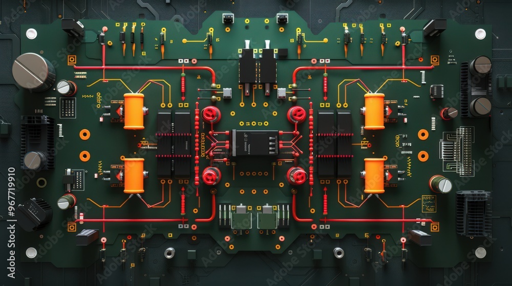 Poster cross-section of a series-parallel circuit, depicting both series and parallel components and their 