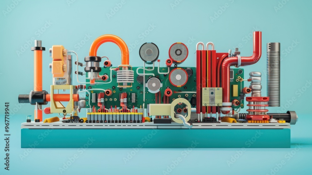 Poster cross-section of a series-parallel circuit, depicting both series and parallel components and their 