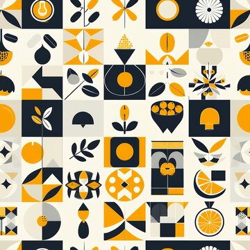 Abstract geometric pattern in yellow and black.
