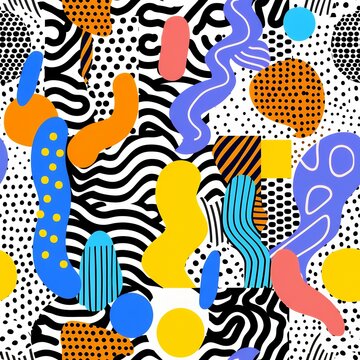 Abstract colorful pattern with geometric shapes.