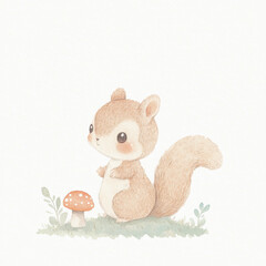 Cute Squirrel Watercolor.
