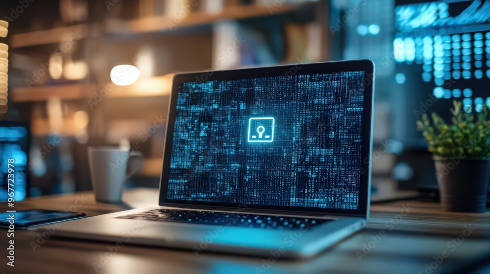 Poster cyber threats are mitigated as a user employs mobile and laptop devices with advanced data protectio