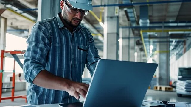 Team engineer building inspection use computer laptop and blueprint working at the construction site.