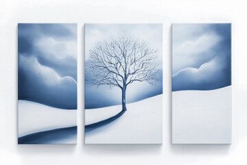 Oil paintings artwork, winter tree