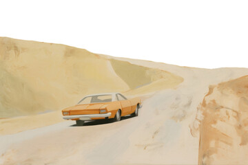 Obraz premium PNG Car on the road painting art outdoors.