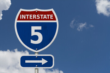 USA Interstate 5 highway sign