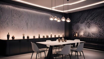 Photo interior modern design room 3d illustration;