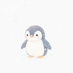 Cute Penguin Watercolor.