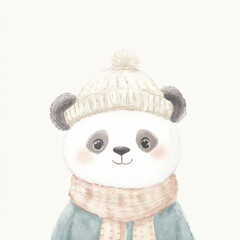 Cute Panda in Winter.