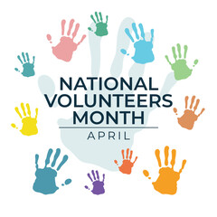 National Volunteers Month vector design template good for celebration usage. National Volunteers Mont design. flat design. eps 10.