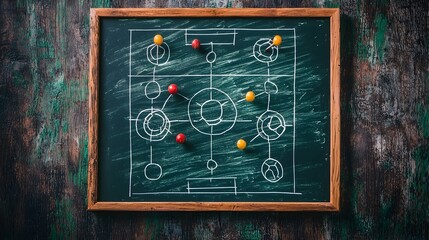 Fototapeta premium Football Coach's Detailed Strategy Board for Tactical Planning and Team Formation