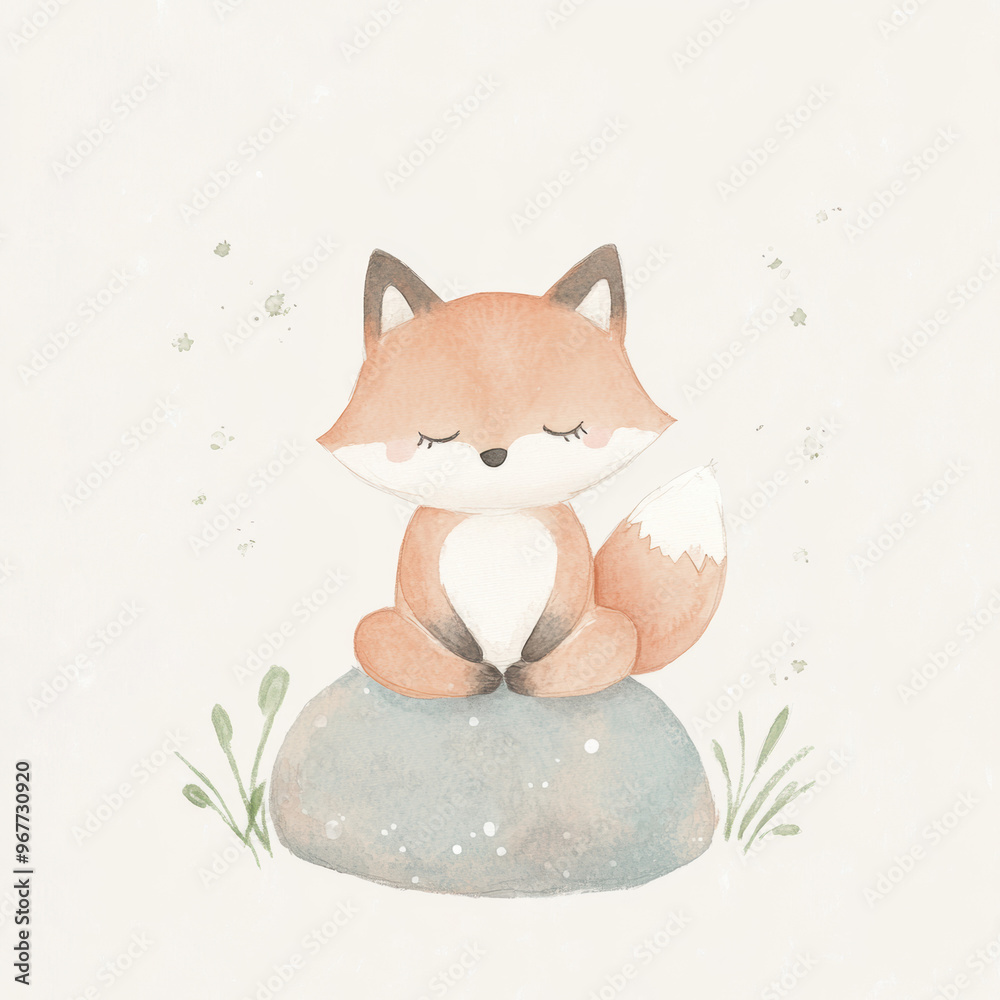 Poster cute fox illustration.