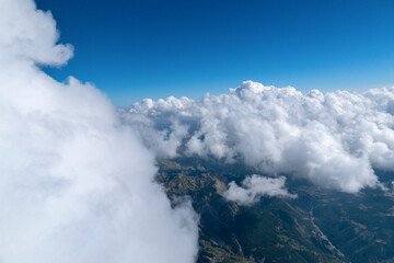 Über den Wolken, Kumulus, Wetter, fliegen, Frankreich, Luftbild