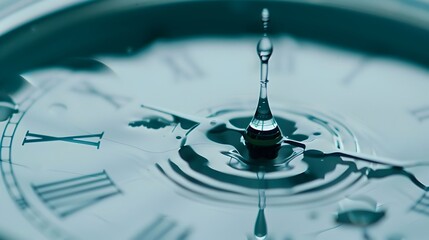 Fleeting Moment A Water Drop Suspended on a Clock Face