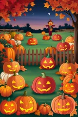 halloween background with pumpkins