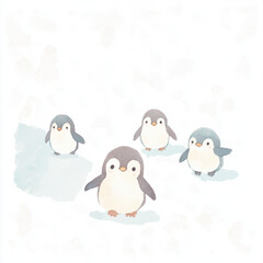 Naklejka premium Cute Penguin Watercolor.