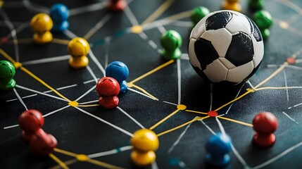 Detailed Close-up of a Coach's Football Tactics Planning Board with Colorful Magnetic Pieces