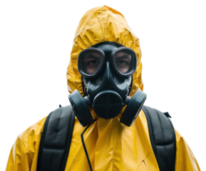Man wearing radioactive mask adult protection disguise.