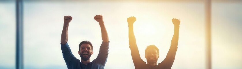 Group of entrepreneurs celebrating after a successful business pitch, startup success, investment meeting