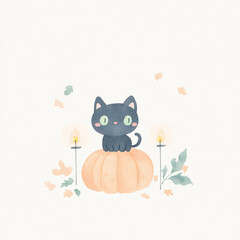 Cat on Pumpkin.
