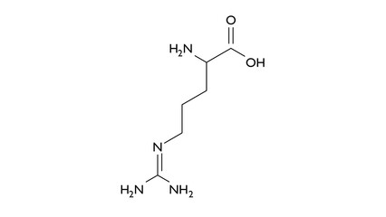 Obraz premium l-arginine molecule, structural chemical formula, ball-and-stick model, isolated image l-alpha-amino acid
