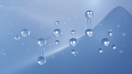 levulinic acid molecular structure, 3d model molecule, keto acid, structural chemical formula view from a microscope