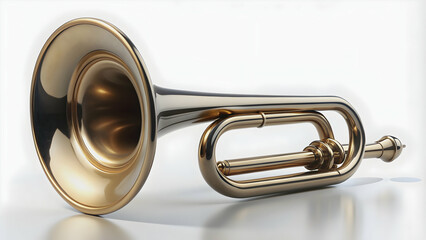 Vintage brass vehicle horn with black handle, render, antique, car, automobile, brass, horn, black, handle, classic