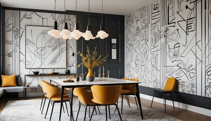 Photo interior modern design room 3d illustration;