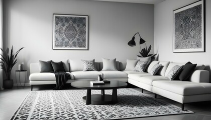 Photo interior modern design room 3d illustration;