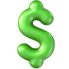 Balloon Green Dollar 3d Rendering