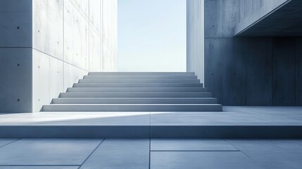 Obraz premium Concrete Staircase Leading to an Open Sky Between Two Walls