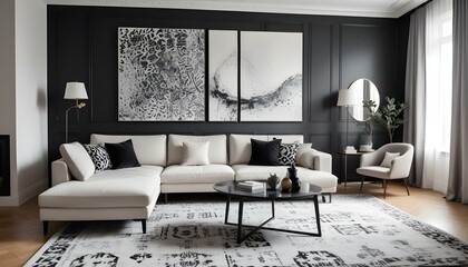 Photo interior modern design room 3d illustration;