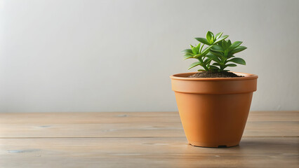 Fototapeta premium Plant in a pot isolated on background, houseplant, indoor, foliage, botanical, green, decor, minimalist