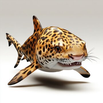A vibrant 3D illustration of a leopard shark swimming gracefully, showcasing its unique spotted pattern and distinct features.